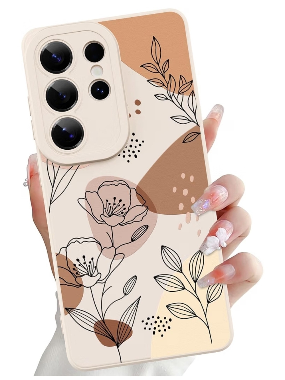 Galaxy S26 Plus Floral Brown Beige Protective Phone Case